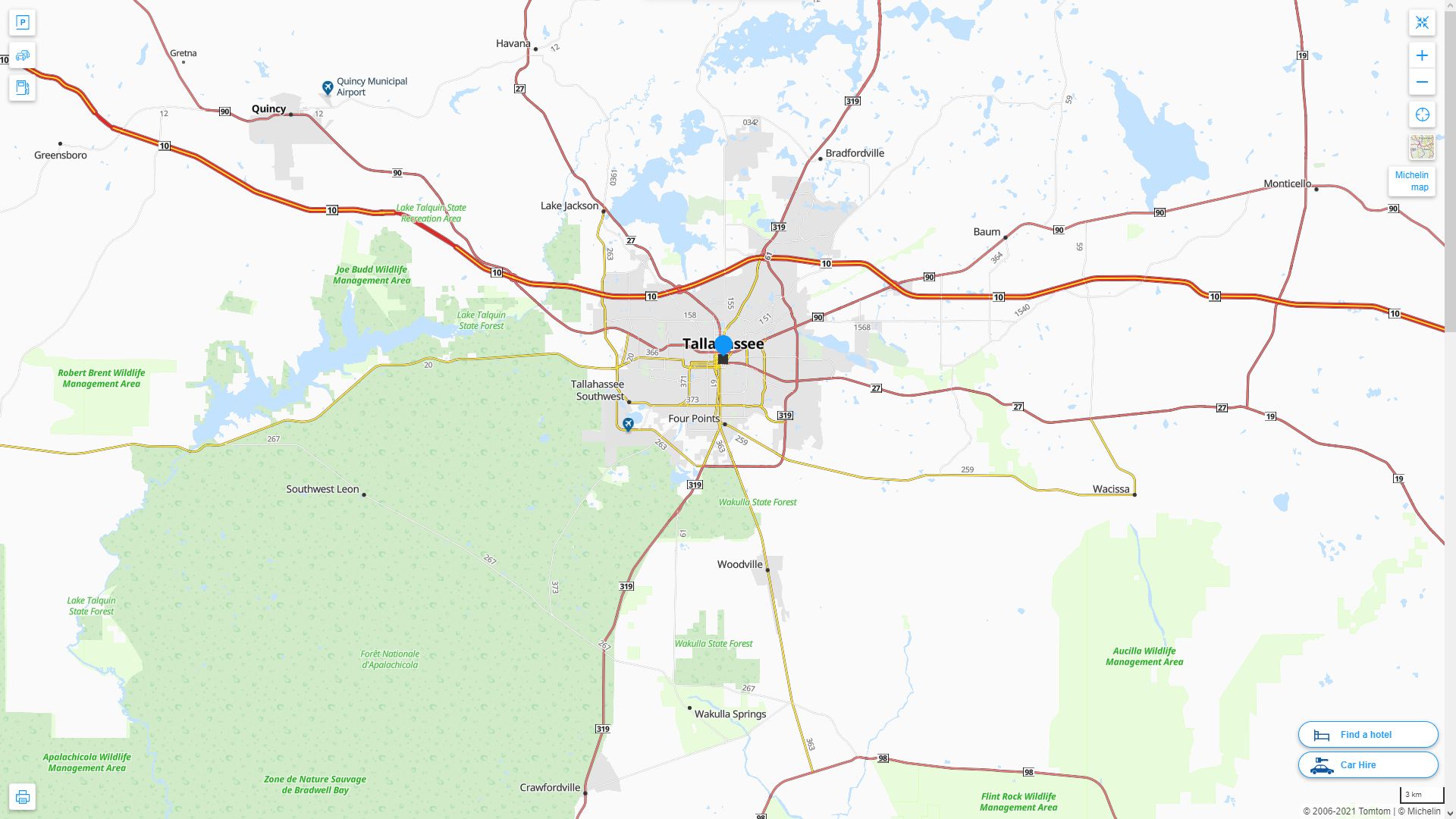 Tallahassee Florida Highway and Road Map